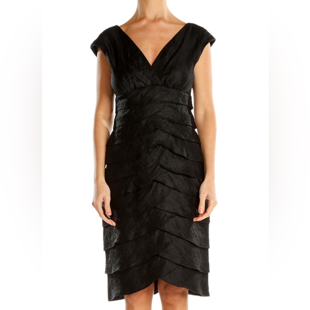 London Times Black Retro Tiered Layer Sheath Dress 8